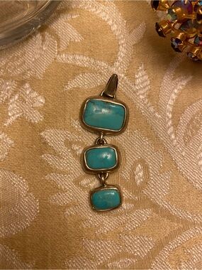 Sterling Silver Turquoise Triple-Stone Pendant - Blue